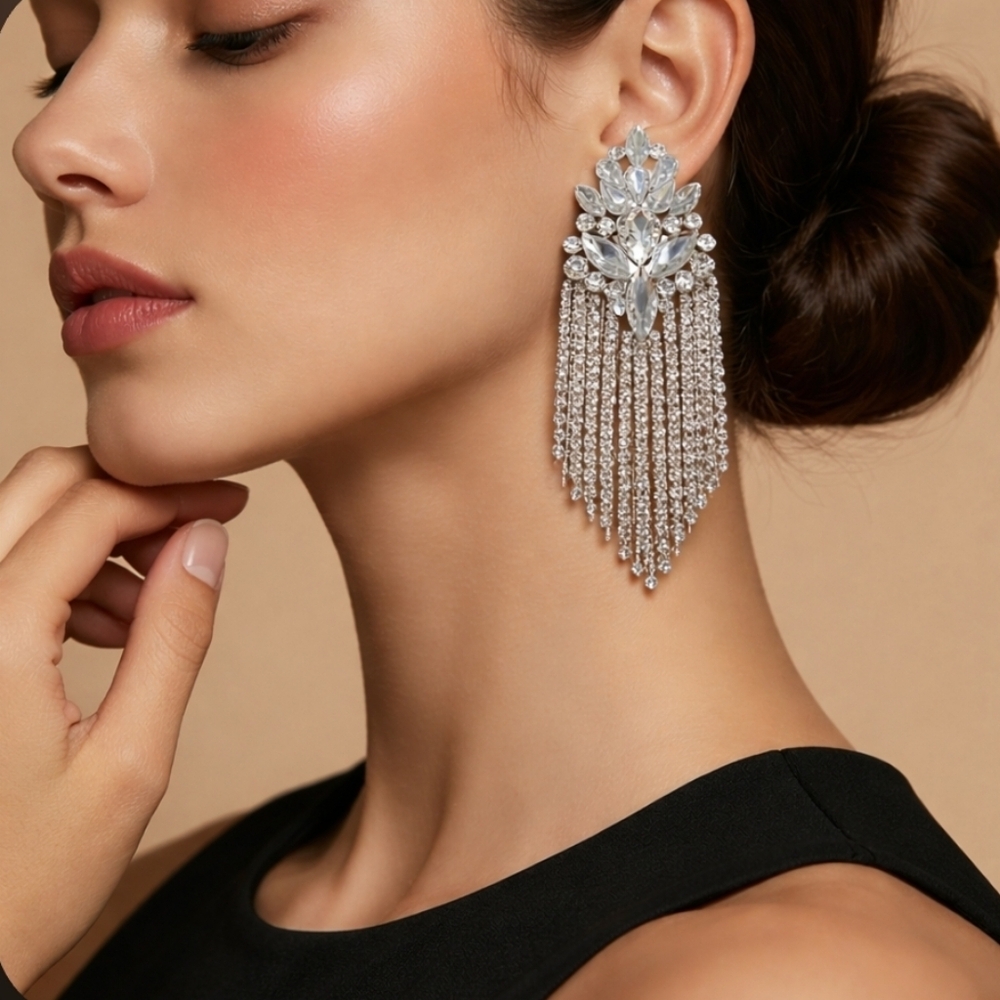 Fashion Jewerly Statement Rhinestone Dangle Earrings